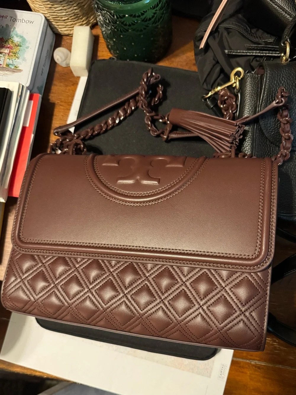 Tory Burch Quilted Leather Shoulder Bag in Burgundy never used comes w dust bag